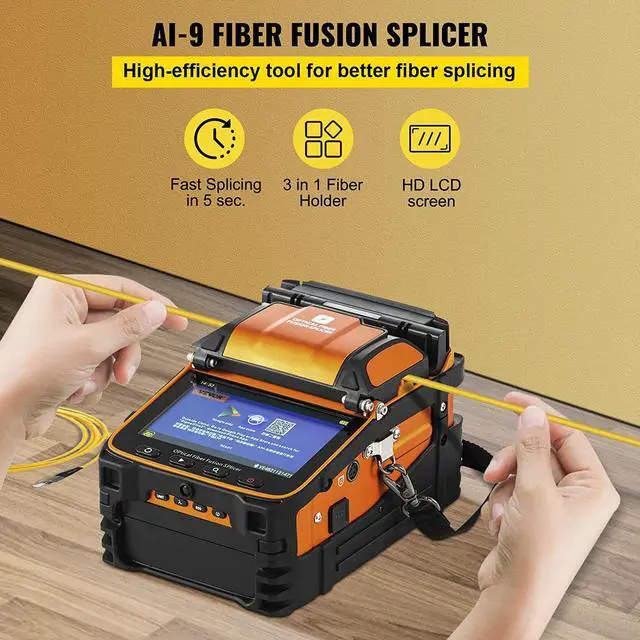 Alt view image 2 of 7 - AI-9 Fiber Fusion Splicer with 5 Seconds Splicing Time Melting 15 Seconds Heating 7800mah Fusion Splicer Machine Optical Fiber Cleaver Kit for Optical Fiber & Cable Projects