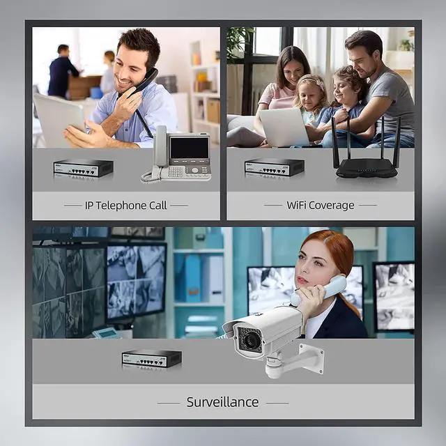 Alt view image 6 of 7 - 4 Port PoE+ Switch | 4 PoE+ Ports &2 Fast Ethernet uplink,65W 802.3af/at, Extend Function, Fanless Metal,Plug & Play Unmanaged Network Switch