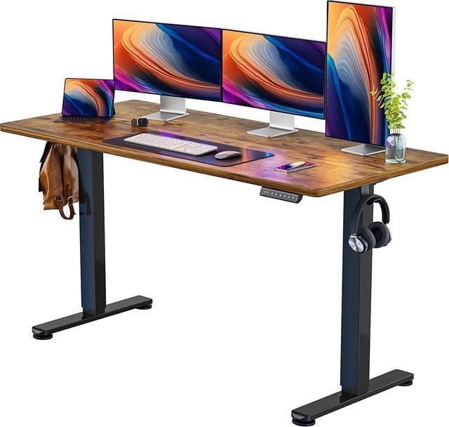 Height Adjustable Electric Standing Desk 63x 28 Inches Sit Stand up Desk Large Memory Computer Home Office Desk Vintage Brown Newegg