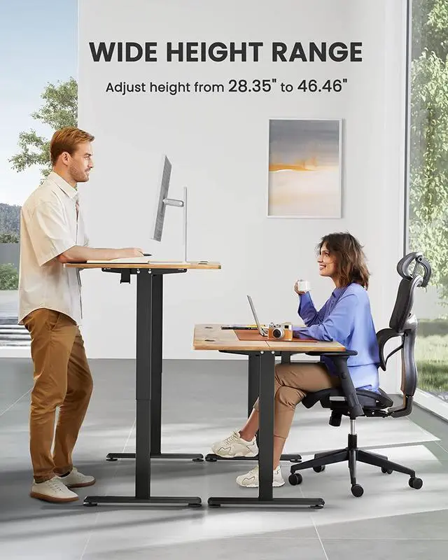 Alt view image 4 of 7 - Height Adjustable Electric Standing Desk, 63x 28 Inches Sit Stand up Desk, Large Memory Computer Home Office Desk (Vintage Brown)
