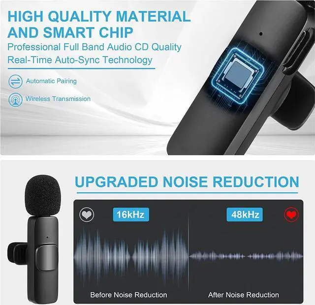 Alt view image 3 of 6 - Wireless Lavalier Microphone for Phone(USB-C), Dual Wireless Microphone for Video Recording, Live Stream, Vlog, YouTube, TikTok, Facebook, Zoom - Noise Reduction & Plug-Play(No Need App/Bluetooth)