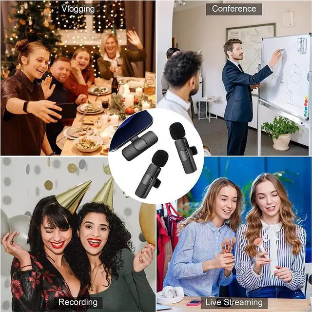 Alt view image 5 of 6 - Wireless Lavalier Microphone for Phone(USB-C), Dual Wireless Microphone for Video Recording, Live Stream, Vlog, YouTube, TikTok, Facebook, Zoom - Noise Reduction & Plug-Play(No Need App/Bluetooth)