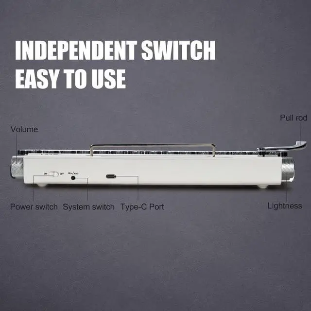 Alt view image 3 of 7 - 7KEYS Retro Typewriter Keyboard, 83 Keys Vintage Bluetooth Mechanical Keyboard (White)