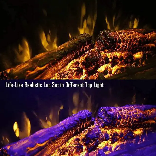 Alt view image 3 of 7 - 43'' Electric Fireplace Insert, Retro Recessed Fireplace Heater with Fire Cracking Sound, Remote Control & Timer, 750/1500W, Black