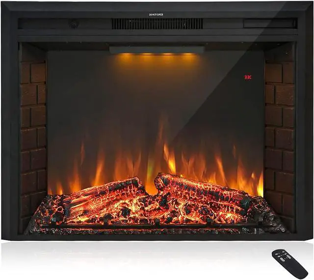 Main image of 30'' Electric Fireplace Insert, Retro Recessed Fireplace Heater with Fire Cracking Sound, Remote Control & Timer, 750/1500W, Black