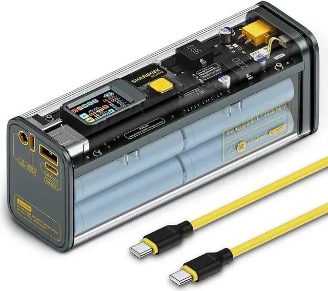 Main image of Portable Charger, Storm 2 100W 25600mAh Laptop Power Bank, World's First See Through Battery Pack with IPS Screen, DC & 2 USB C & USB Ports for MacBook Pro/Dell XPS, iPad/iPhone 13 and More