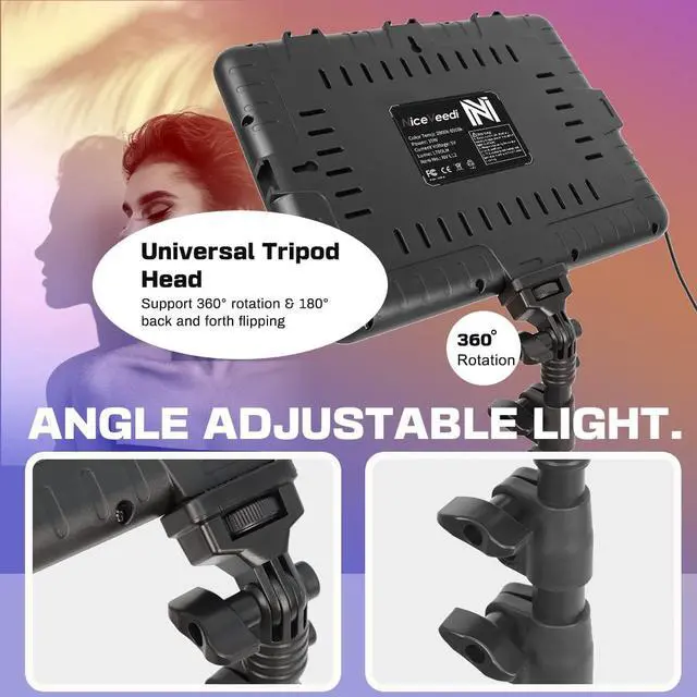 Alt view image 6 of 7 - 2-Pack LED Video Light Kit, Studio Light, 2800-6500K Dimmable Photography Lighting Kit with Tripod Stand&Phone Holder, 73" Stream Light for Video Recording, Game Streaming, YouTube