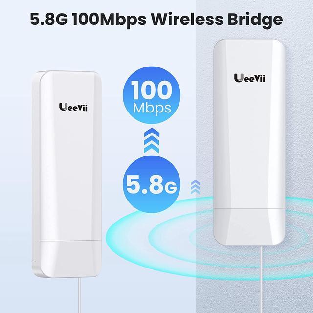 Alt view image 2 of 7 - Wireless Bridge,Point to Point 5.8G Outdoor Bridge with 14dBi Directional Antenna 3KM Long Range Working Distance 24V PoE Adapter 2 RJ45 Port for Extended Internet to Next Building,2-Pack