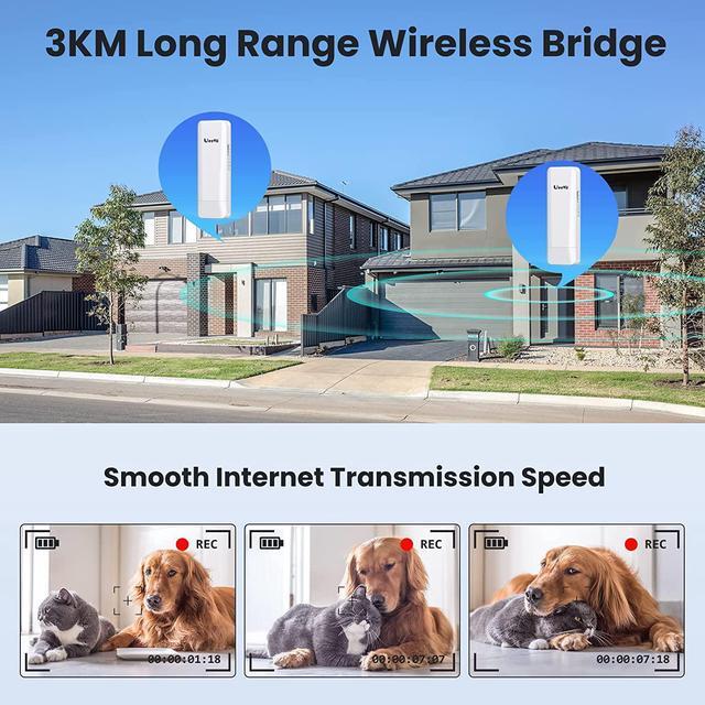 Alt view image 5 of 7 - Wireless Bridge,Point to Point 5.8G Outdoor Bridge with 14dBi Directional Antenna 3KM Long Range Working Distance 24V PoE Adapter 2 RJ45 Port for Extended Internet to Next Building,2-Pack