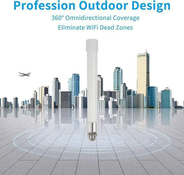 Alt view image 4 of 6 - WiFi Antenna Dual Band 2.4GHz 5GHz 5.8GHz 8dBi RP-SMA SMA Male Outdoor Indoor Antenna with 10ft KMR195 Cable for WiFi Router Hotspot Security IP Camera