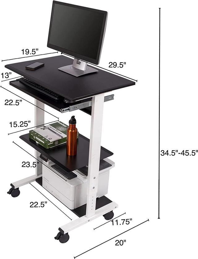 Stand Up Desk Store Adjustable Height Mobile Laptop Workstation with Retractable Keyboard Tray (Black Frame/Black Top, 29 Wide)