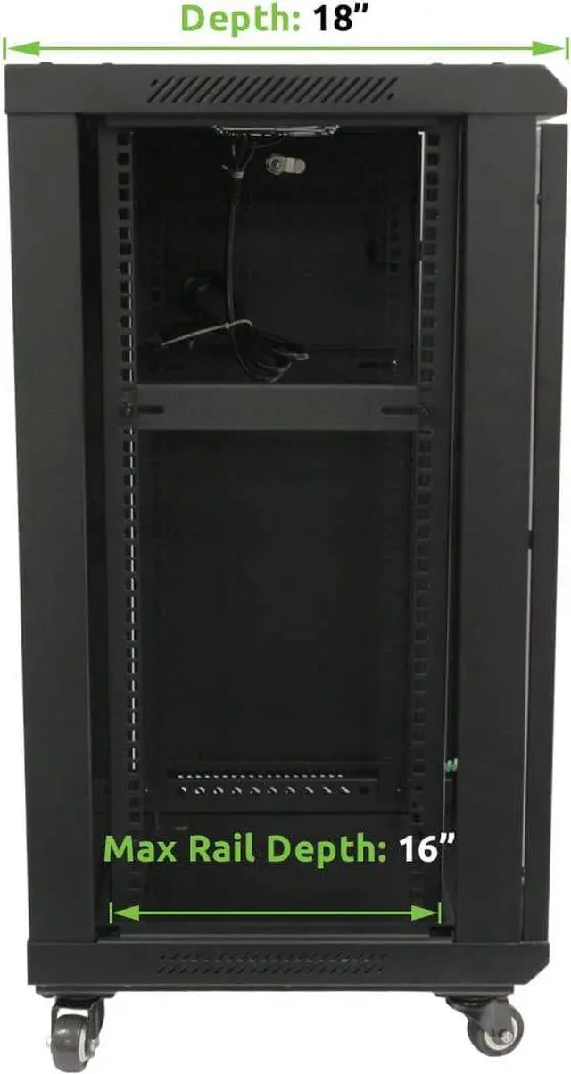 Alt view image 2 of 4 - 15U Wall Mount Network Server Cabinet for 19 IT, A/V Equipment, Lockable Glass Door & Removable Side Panels, 2 Fans, Casters, 450mm Depth