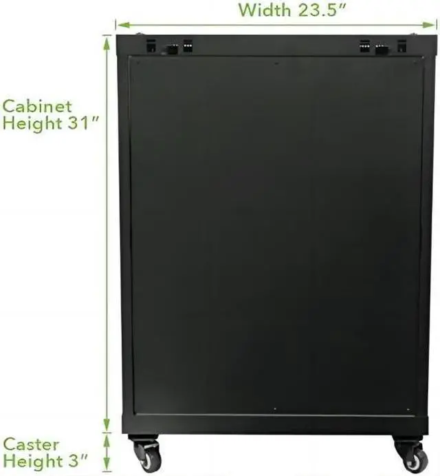 Alt view image 3 of 4 - 15U Wall Mount Server Data Cabinet 24 Inch Depth Glass Door Lock Casters and Shelves