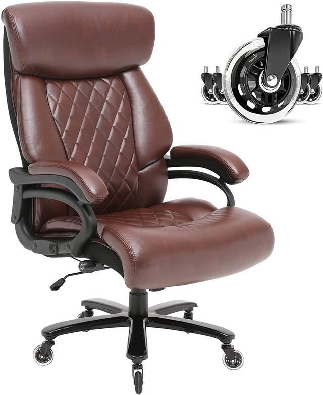 Big and Tall 400lbs Office Chair - Adjustable Lumbar Support Heavy Duty  Metal Base Quiet Rubber Wheels High Back Large Executive Computer Desk  Swivel
