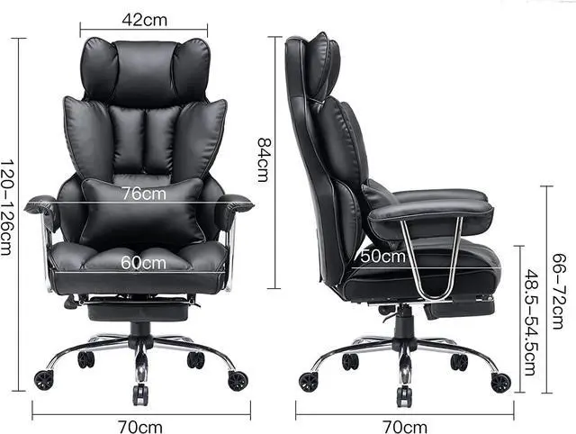 Alt view image 6 of 7 - Desk Office Chair Big High Back Chair PU Leather Computer Chair Managerial Executive Swivel Chair with Lumbar Support (Black)