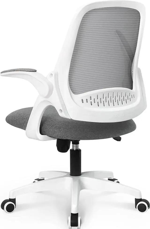 Main image of Office Desk Chair Computer Gaming Chair with Executive Ergonomic Lumbar Back Support Flip-up Padded Armrest Adjustable Height and Wheels for Home or Office (Grey)