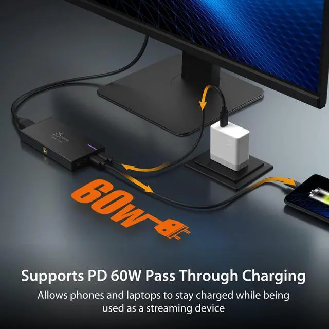 Alt view image 4 of 7 - j5create 4K Game Video Capture Card with PD 60W Pass-Through Charging, Stream and Record 4K Video on PS5, PS4, Xbox, Switch, Work with OBS, Twitch, YouTube