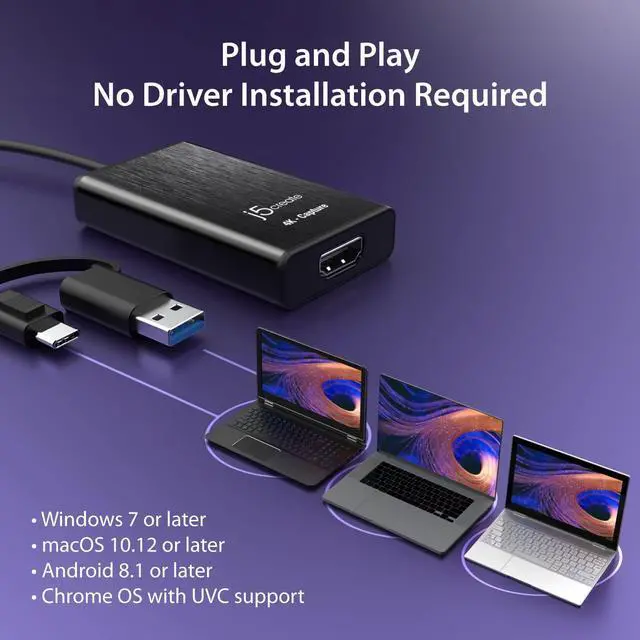 Alt view image 7 of 7 - j5create 4K HDMI Video Capture Card, DSLR Cam Link, Game Capture Adapter for Game Live, Broadcasting, Streaming, Video Conference | Support 4K30, 2K60, 1080p120
