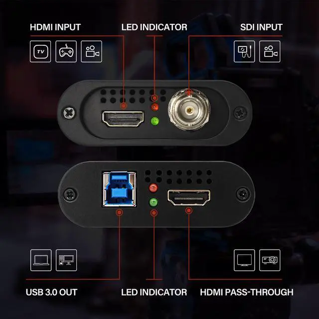 Alt view image 2 of 7 - USB 3.0 HDMI SDI Video Capture Card, Broadcast Game Live Stream, HDMI to USB 3.0 Dongle HD 1080P Live Streaming Video Game Grabber Converter Free Driver