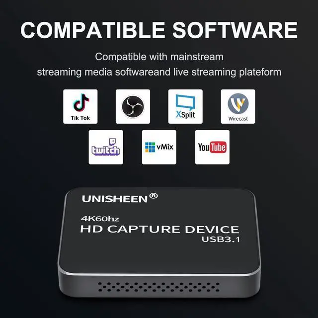 Alt view image 6 of 6 - USB 3.0 Game Capture Card 4K HDMI Video Adapter Card, Broadcast Live Stream and Record, HDMI to USB 3.0 Dongle HD 1080P Live Streaming Video Game Grabber Converter
