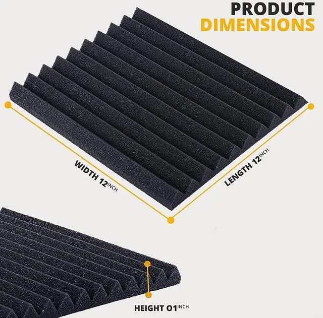 Alt view image 2 of 3 - 48 Pack Acoustic Foam Panel Wedge Studio Soundproofing Wall Tiles 12" X 12" X 1"