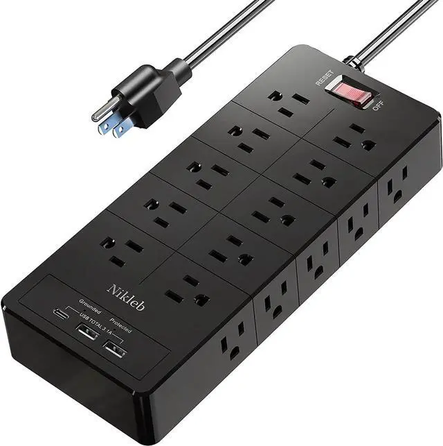 Main image of Power Strip 23 in 1, 20 Outlets Surge Protector Wall Mount with 2 USB Ports + 1 USB C Port 3.1A Total, Multi Plug Extension Cord 6ft Heavy Duty, USB Charging Station for Multiple Devices, Home, Office