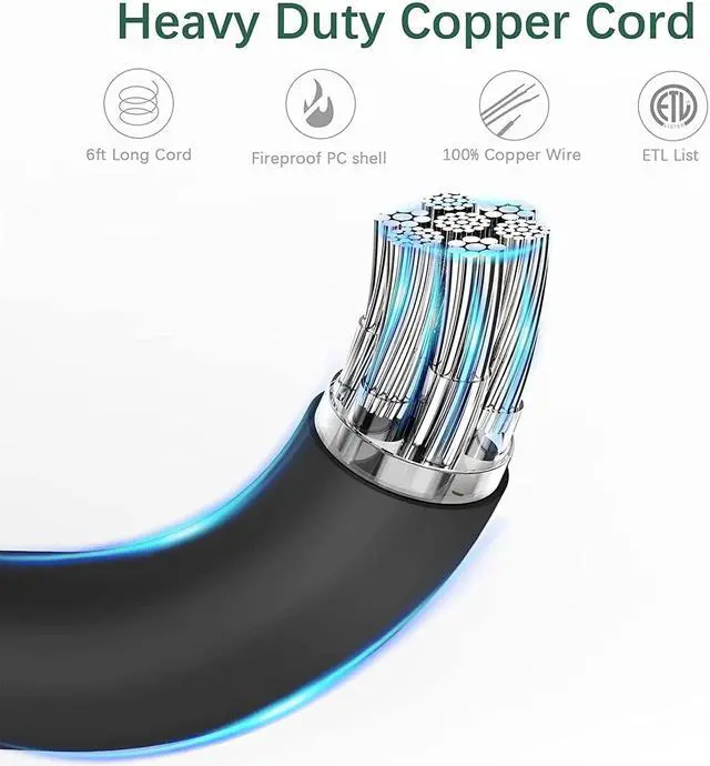 Alt view image 3 of 7 - Power Strip 23 in 1, 20 Outlets Surge Protector Wall Mount with 2 USB Ports + 1 USB C Port 3.1A Total, Multi Plug Extension Cord 6ft Heavy Duty, USB Charging Station for Multiple Devices, Home, Office