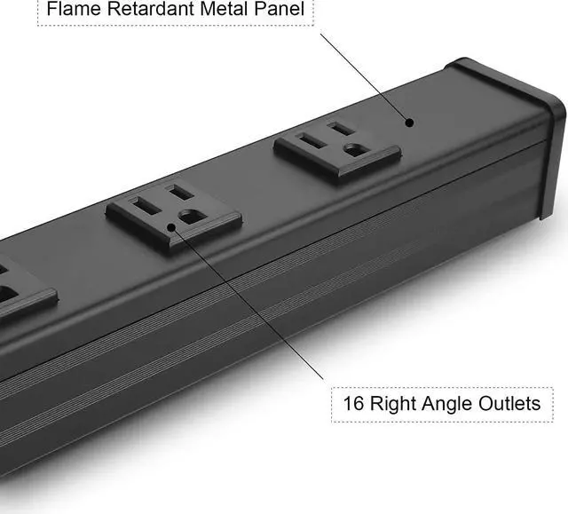 Alt view image 6 of 7 - Long Heavy Duty Power Strip, 16 Outlet Large Metal Power Strip, Garage Workshop Multi Wide Industrial Power Strip. 15 FT Cord 15A, 125V, 1875W