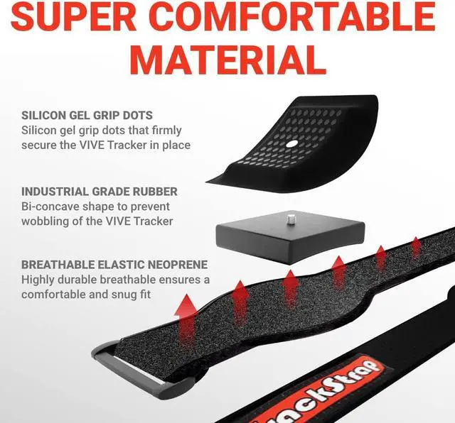 Alt view image 4 of 6 - TrackStrap Vive Ready FBT Bundle for Vive Tracker 3.0 and Original Tracker - Includes 2X Foot Straps and 1x Belt - Popular in VRChat for Full Body Tracking and Mocap