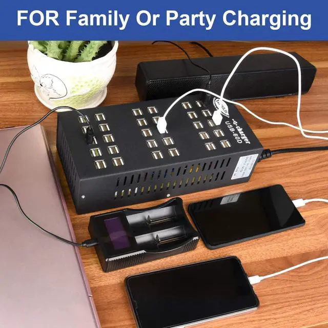 Alt view image 6 of 7 - 60 Ports USB Charging Station with Intelligent Protection,Multi Port USB Charging Sstation Organizer for Hotel School Shopping Malls