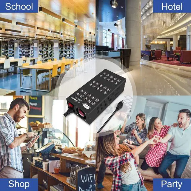 Alt view image 7 of 7 - 60 Ports USB Charging Station with Intelligent Protection,Multi Port USB Charging Sstation Organizer for Hotel School Shopping Malls