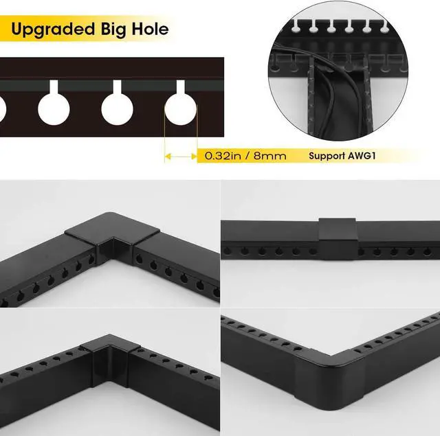 Alt view image 3 of 7 - Cable Raceway Kit, Cable Management System Kit Open Slot Wiring Raceway Duct with Cover, On-Wall Cable Concealer Cord Organizer to Hide Wires Cords for TVs, Computers - 9x15.4inch, Black
