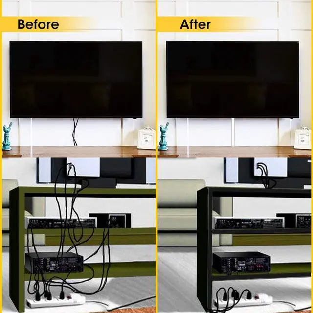 Alt view image 7 of 7 - Cable Raceway Kit, Cable Management System Kit Open Slot Wiring Raceway Duct with Cover, On-Wall Cable Concealer Cord Organizer to Hide Wires Cords for TVs, Computers - 9x15.4inch, Black