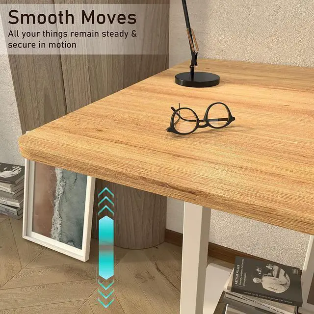 Alt view image 5 of 7 - Electric Standing Desk, 55 x 28 inches Height Adjustable Desk, Ergonomic Home Office Sit Stand Up Desk with Memory Preset Controller (Natural Top/White Frame)