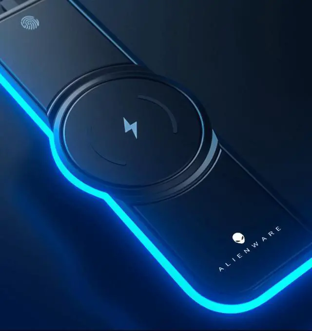 Alt view image 6 of 7 - Alienware 15W Qi Wireless charging Mouse pad, RGB luminous Gaming Keyboard Desk pad , Large , 31.4x11.8 inch - Black