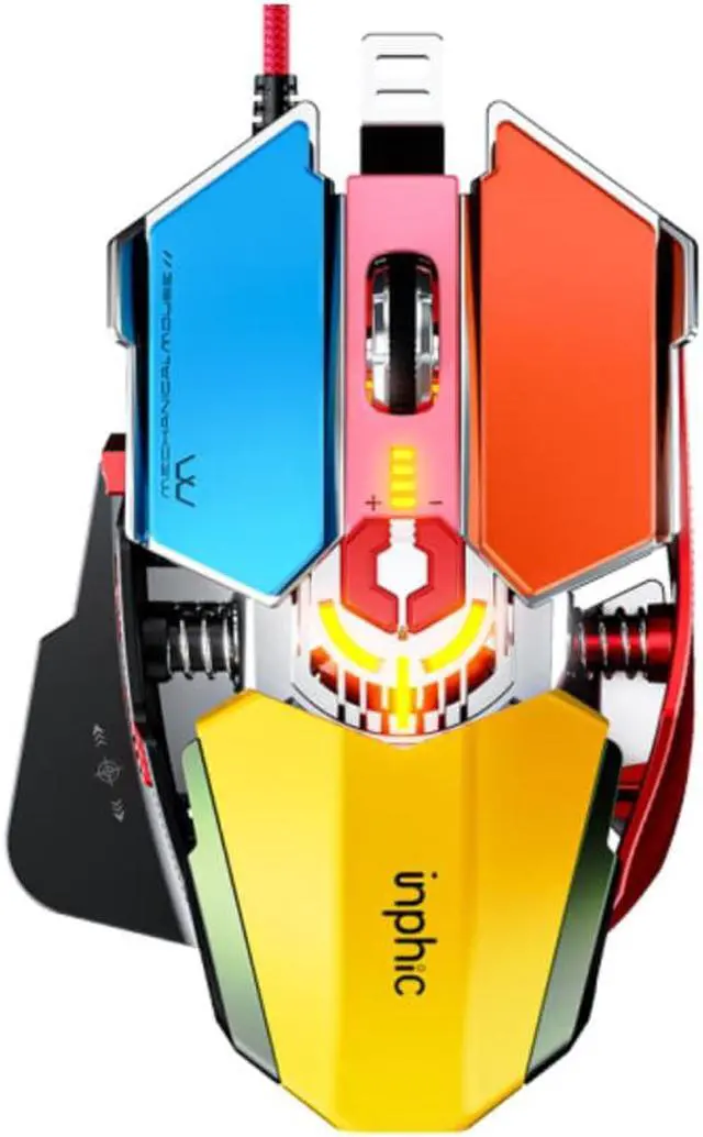 Main image of Mechanical metal Gaming Wired Mouse, Programmable Macro keys,Laptop Desktop USB Mouse, RGB light effect, New Upgrade Dazzle version