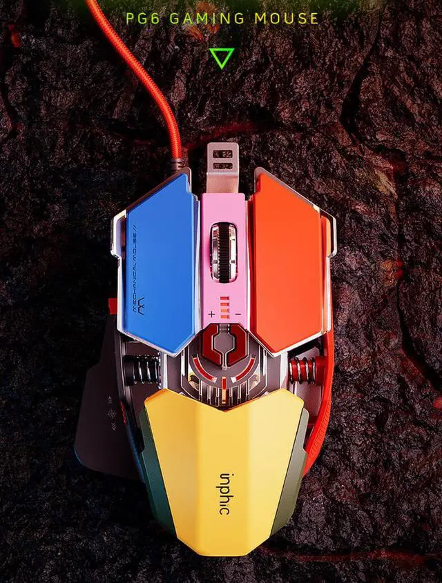 Alt view image 2 of 5 - Mechanical metal Gaming Wired Mouse, Programmable Macro keys,Laptop Desktop USB Mouse, RGB light effect, New Upgrade Dazzle version