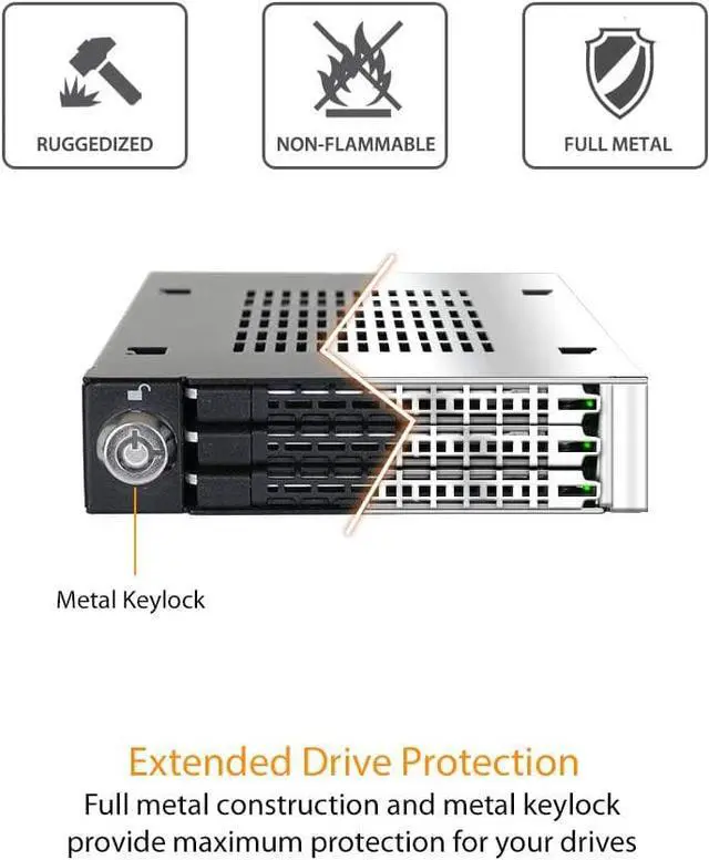 Alt view image 4 of 6 - ICY DOCK Triple Bay 3X 2.5 SAS/SATA HDD & SSD Mobile Rack for External 3.5 Drive Bay | ToughArmor MB993SK-B