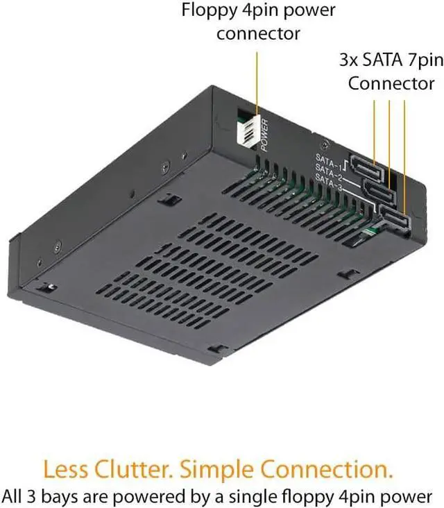 Alt view image 6 of 6 - ICY DOCK Triple Bay 3X 2.5 SAS/SATA HDD & SSD Mobile Rack for External 3.5 Drive Bay | ToughArmor MB993SK-B