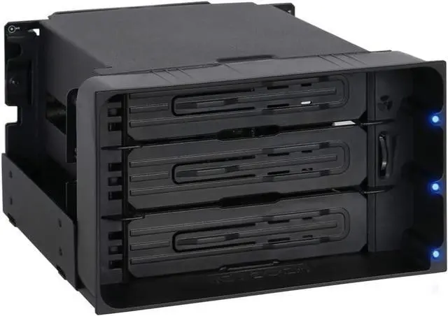 Main image of ICY DOCK Tray-Less Hot Swap Removable 3 x 3.5 Inch SATA/SAS HDD Docking Enclosure Mobile Rack in 2 x 5.25 Inch Drive Bay (Include 3X SATA Cables) | flexiDOCK MB830SP-B