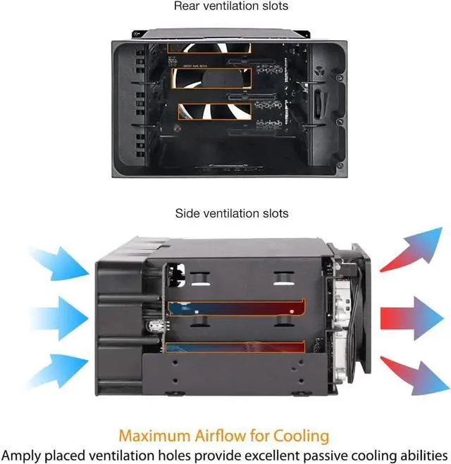 Alt view image 5 of 7 - ICY DOCK Tray-Less Hot Swap Removable 3 x 3.5 Inch SATA/SAS HDD Docking Enclosure Mobile Rack in 2 x 5.25 Inch Drive Bay (Include 3X SATA Cables) | flexiDOCK MB830SP-B