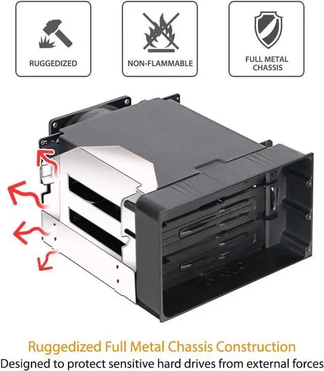 Alt view image 3 of 7 - ICY DOCK Tray-Less Hot Swap Removable 3 x 3.5 Inch SATA/SAS HDD Docking Enclosure Mobile Rack in 2 x 5.25 Inch Drive Bay (Include 3X SATA Cables) | flexiDOCK MB830SP-B