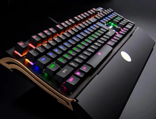 Alt view image 5 of 5 - Mechanical keyboard, RGB backlight , Flip wrist bracket 2-in-1 , Wired USB interface hot plug 104 key macro programming Waterproof Red Switch Gaming keyboard