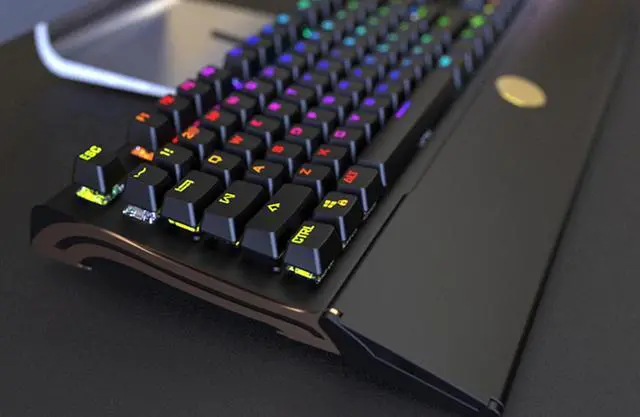 Alt view image 4 of 5 - Mechanical keyboard, RGB backlight , Flip wrist bracket 2-in-1 , Wired USB interface hot plug 104 key macro programming Waterproof Red Switch Gaming keyboard