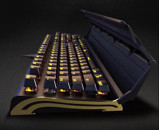 Alt view image 3 of 5 - Mechanical keyboard, RGB backlight , Flip wrist bracket 2-in-1 , Wired USB interface hot plug 104 key macro programming Waterproof Red Switch Gaming keyboard