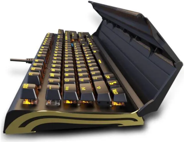 Main image of Mechanical keyboard, RGB backlight , Flip wrist bracket 2-in-1 , Wired USB interface hot plug 104 key macro programming Waterproof Red Switch Gaming keyboard