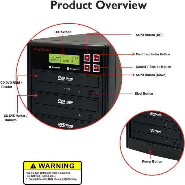 Alt view image 2 of 6 - Piodata 1 to 3 24X Burner M-Disc Support CD DVD Duplicator - Standalone Copier Duplication Tower PIO-S3T-DVD-BK