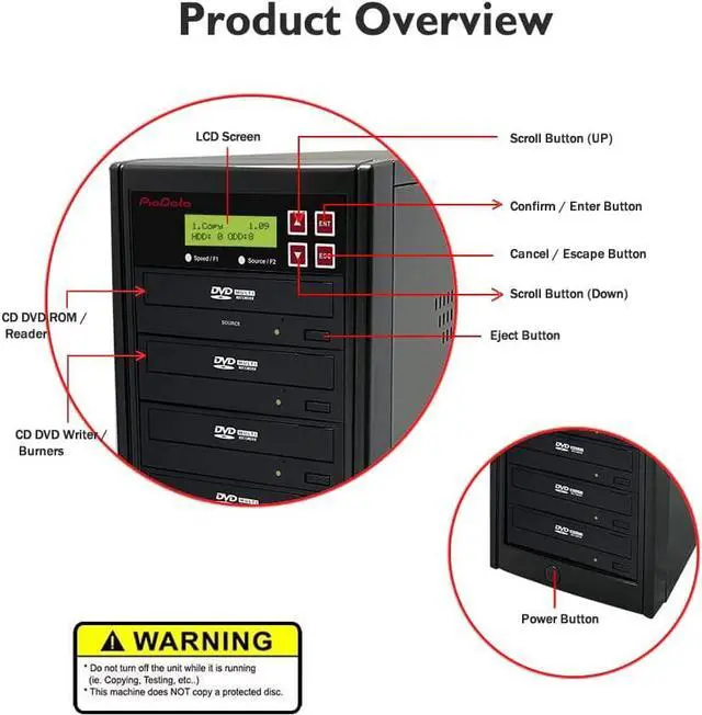 Alt view image 2 of 6 - PIODATA 1 to 7 24X Burner M-Disc Support CD DVD Duplicator - Standalone Copier Duplication Tower PIO-S7T-DVD-BK