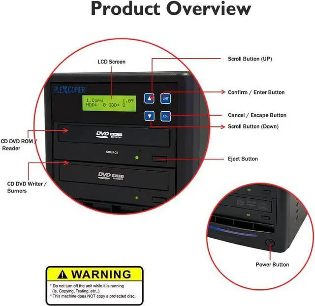 Alt view image 3 of 7 - PlexCopier 24X 1 to 1 CD DVD M-Disc Supported Duplicator Copier Tower with Free Copy Protection