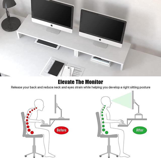 Alt view image 6 of 7 - White Desk with Keyboard Tray, 55 INCH Desk with Storage Shelves Modern Computer Desks for Home Office Study Desk with Monitor Shelf Industrial PC Desk Studio Desk with Iron Hooks